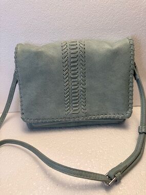 Street Level Sage Green Crossbody with Whipstitch Detail